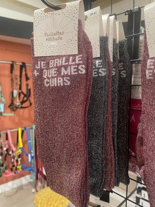 Chaussette Paillette Attitude - Je brille + que mes cuirs 